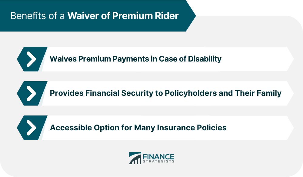 Benefits of a Waiver of Premium Rider.