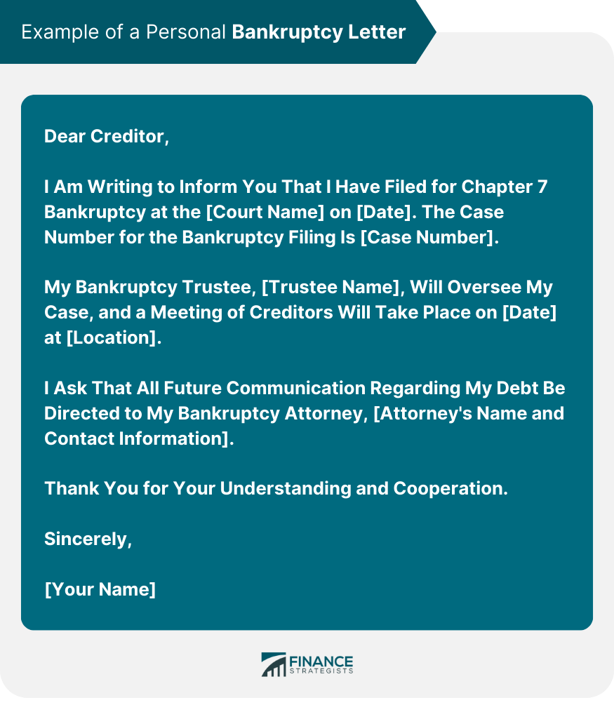 Example of a Personal Bankruptcy Letter