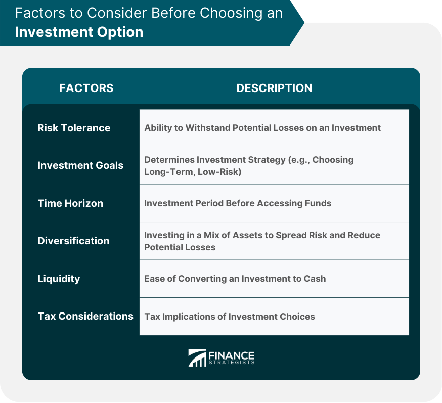 Factors to Consider Before Choosing an Investment Option