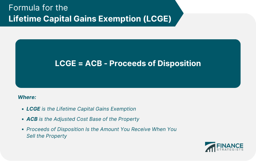 Formula for the Lifetime Capital Gains Exemption (LCGE)