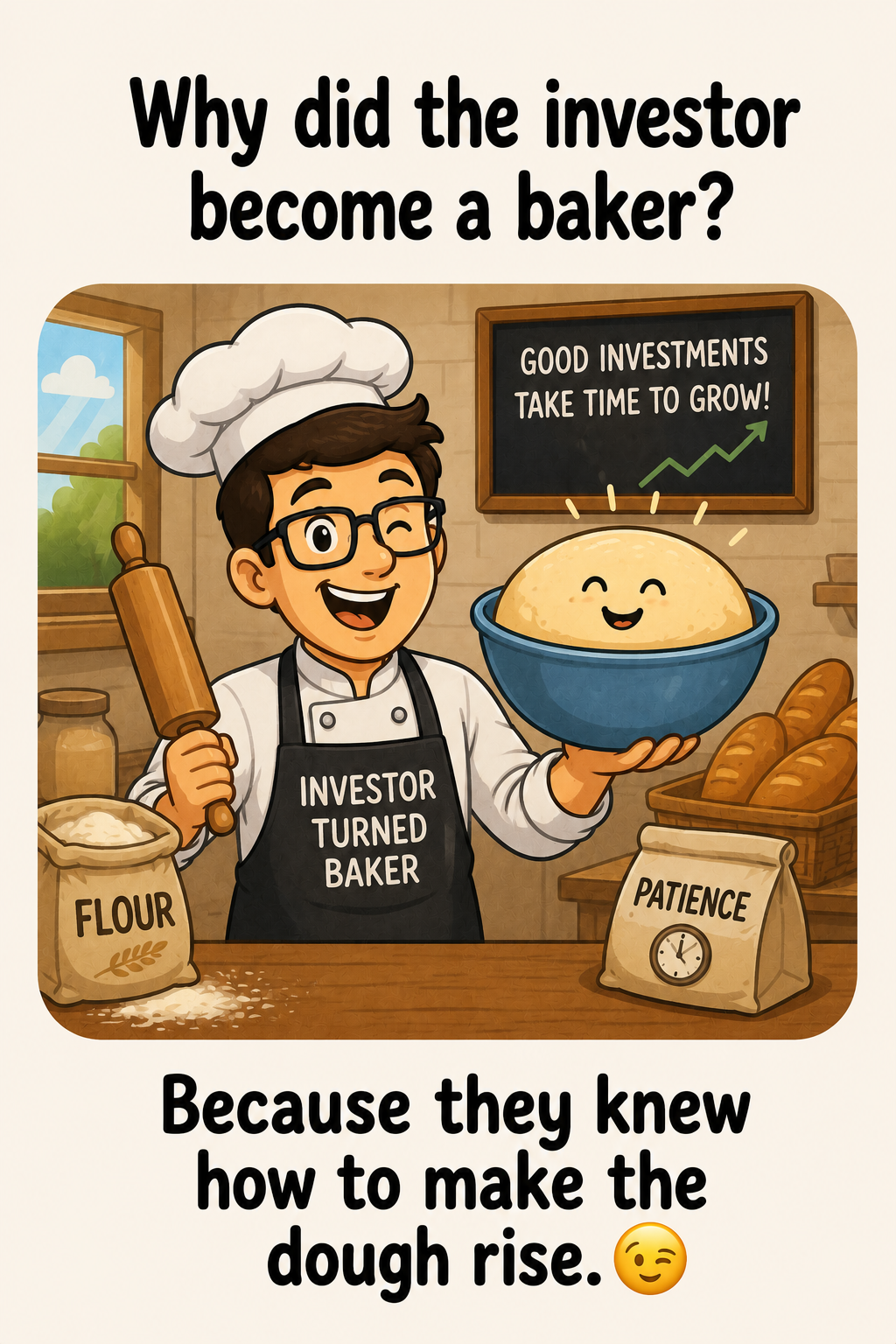 Why did the investor become a baker? Because they knew how to make the dough rise.