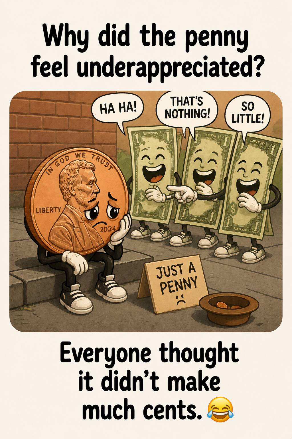 Why did the penny feel underappreciated? Everyone thought it didn't make much cents.