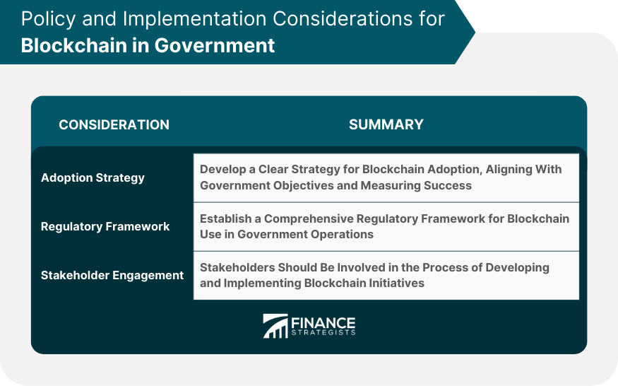 Policy and Implementation Considerations for Blockchain in Government