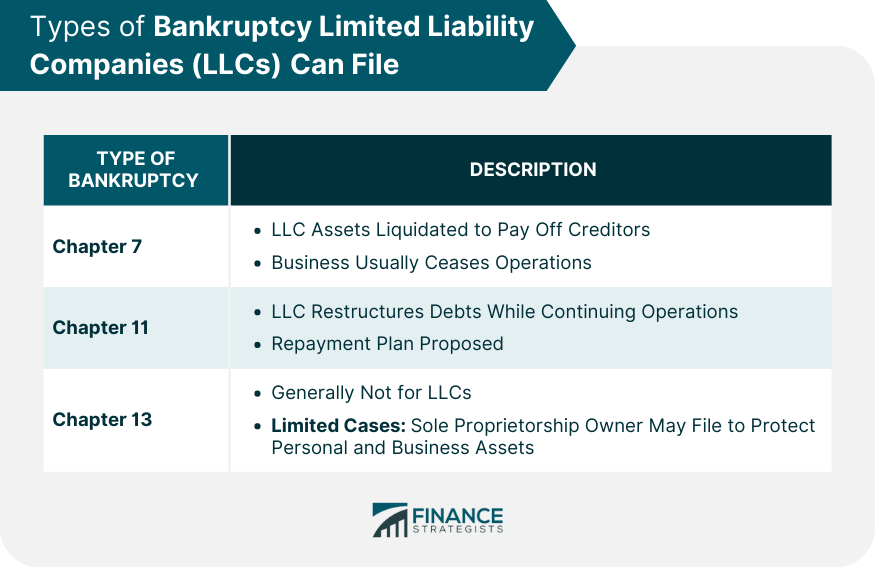 Types of Bankruptcy Limited Liability Companies (LLCs) Can File