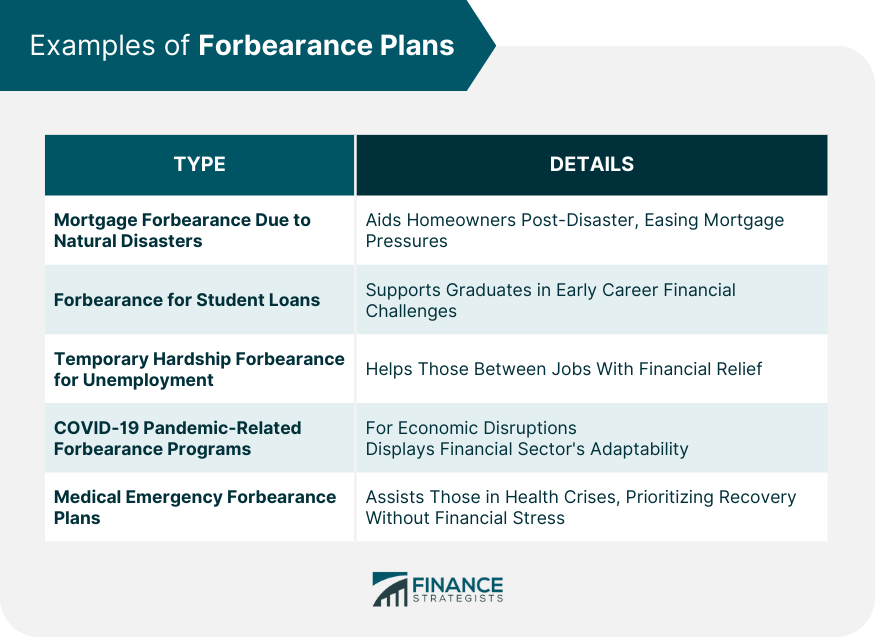 Examples of Forbearance Plans