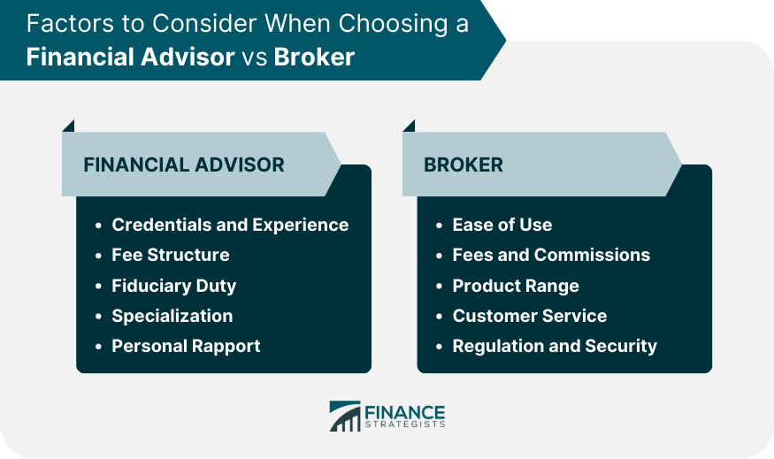 Factors to Consider When Choosing a Financial Advisor vs Broker