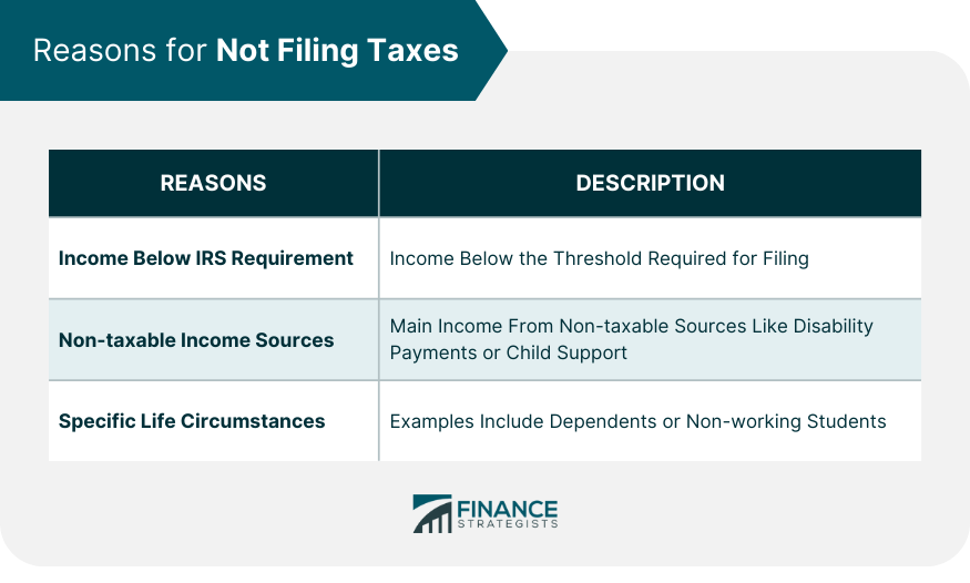 Reasons for Not Filing Taxes